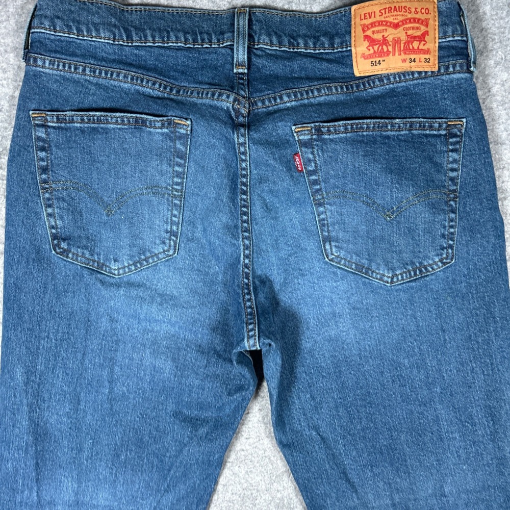 Levi's Denim Jeans Mens 34x32 Blue 514 Straight Fit Casual Workwear Classic - Picture 14 of 16